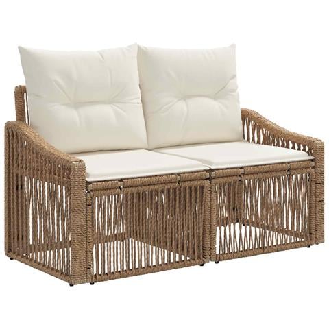Divano da giardino 2-Numero di posti Beige polyrattan - Foto 1