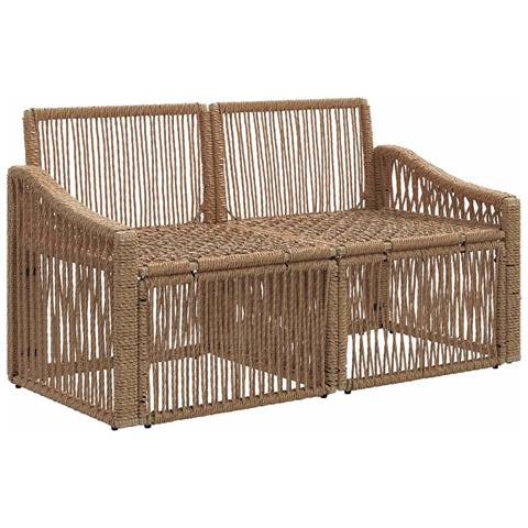 Divano da giardino 2-Numero di posti Beige polyrattan - Foto 2