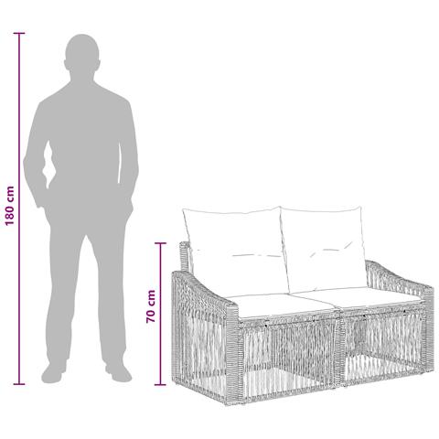 Divano da giardino 2-Numero di posti Beige polyrattan - Foto 9