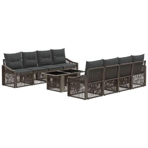 Set Divano da Giardino 9 pz Grigio e Grigio Scuro polyrattan - Foto 1