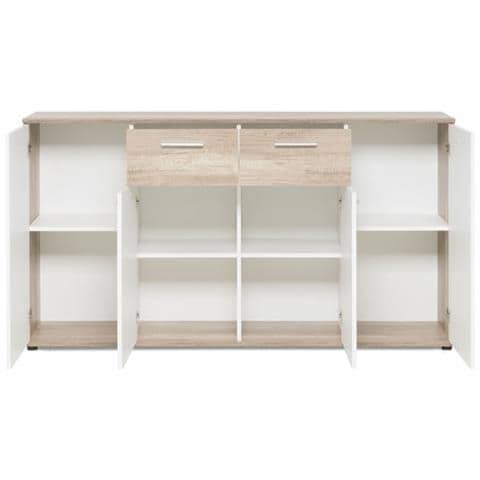 Mobile Credenza 4 Ante 2 Cassetti Colore Bianco E Rovere 160x35xh. 85 Cm - Foto 1