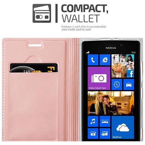 Custodia Compatibile Con Nokia Lumia 925 In Classy Oro Rosa - Coperchio Protettiva Con Chiusura Magnetica, Funzione Stand E Tasca Per Le Carte - Foto 9