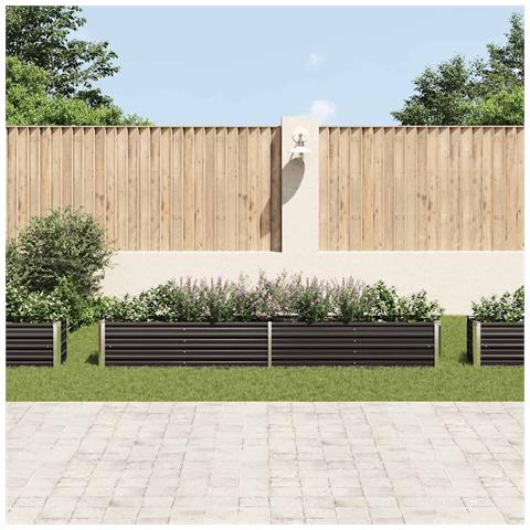 Fioriera Per Giardino In Acciaio Zincato 320x40x45 Cm Antracite - Foto 2