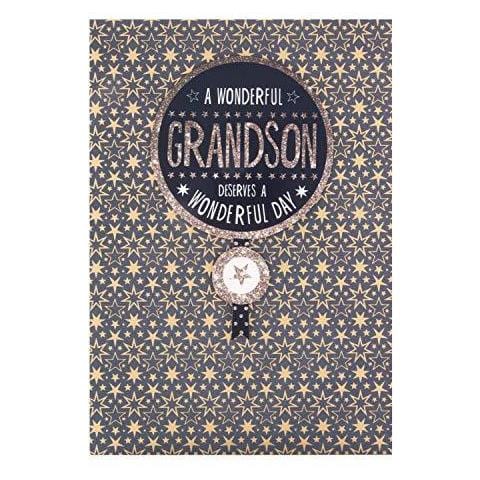 Compleanno Di Carte Per Grandson Da - Tag 3d E Oro Stelle Design - Foto 1