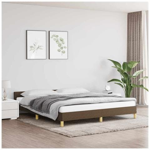 Giroletto senza Materasso Marrone Scuro 180x200 cm Tessuto - Foto 2
