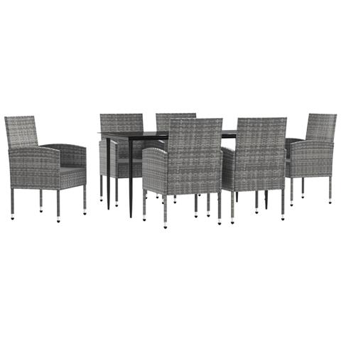 Set Salotto Da Giardino 4 Pezzi In Polyrattan - Nero E Grigio - Foto 9