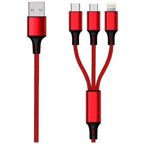 797150 Usb Kabel 1,5 M Usb B Usb C /micro-usb B /lightning Rot (797150) - Foto 1