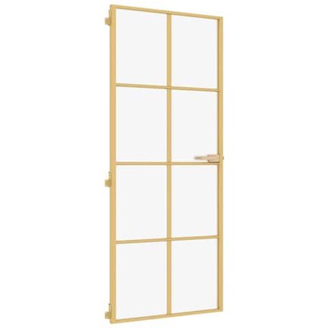 Porta Interni Sottile Oro 93x201,5cm Vetro Temperato Alluminio - Foto 1