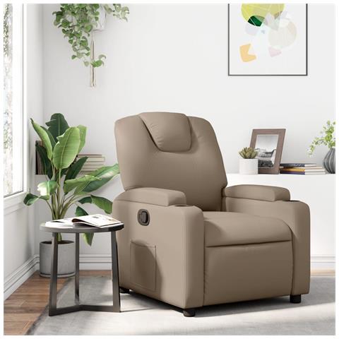 Poltrona Reclinabile Cappuccino In Similpelle - Foto 12