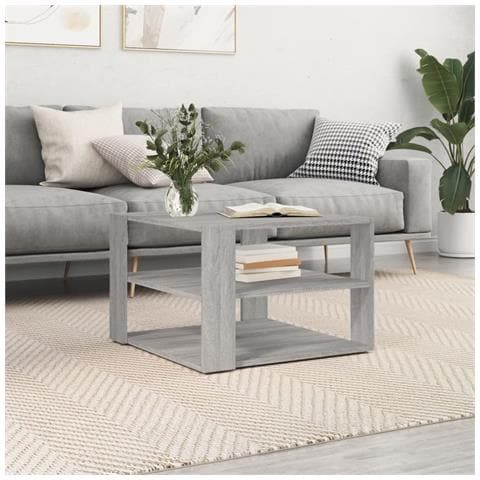 Tavolino Salotto Grigio Sonoma 59,5x59,5x40cm Legno Multistrato - Foto 1