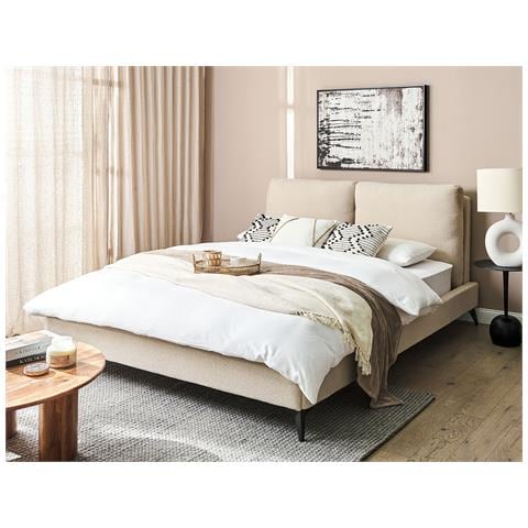 Letto Bouclé Melle 160 X 200 Cm Beige - Foto 1