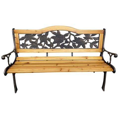 Panchina da Giardino ROSA con Legno Laccato e Gambe in Acciaio, Colore Marrone e Nero - Foto 2