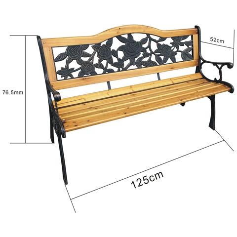 Panchina da Giardino ROSA con Legno Laccato e Gambe in Acciaio, Colore Marrone e Nero - Foto 3