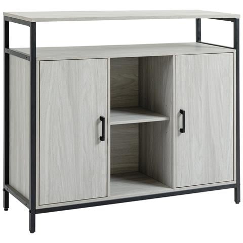 Credenza Moderna In Legno Con 2 Armadietti E Ripiani, Mobile Cucina E Per Ingresso Grigio Chiaro, 100x34x87.2cm - Foto 1