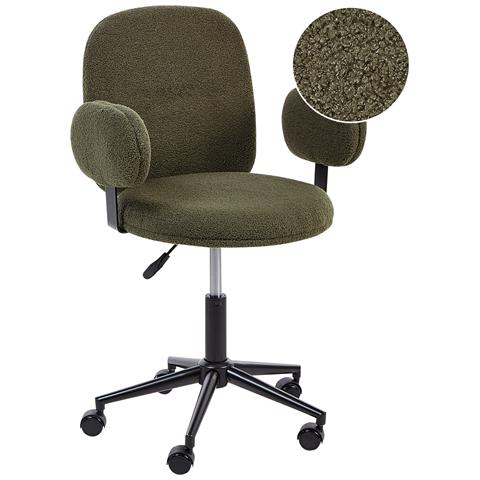 Sedia Da Scrivania Moraga Bouclé Verde Scuro - Foto 2