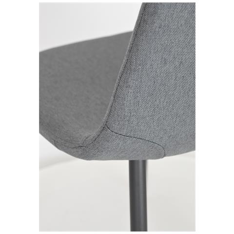 Set 4 Sedie Sala Da Pranzo Sole Gambe In Acciaio Nero Opaco, Tessuto Grigio Scuro - Foto 7