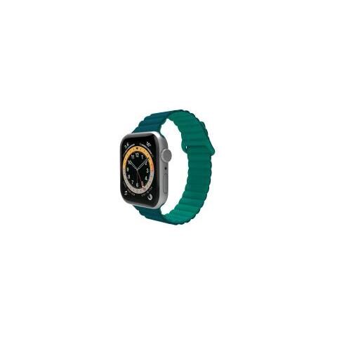 Apple Watch Cinturino In Silicone Sagomato Con Aggancio Magnetico E Fibbia Compatibile Con Apple Watch 42/44/45 Mm Verde - Foto 1