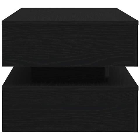 Tavolino da Soggiorno con Luci LED Rovere Nero 90x50x40 cm - Foto 2