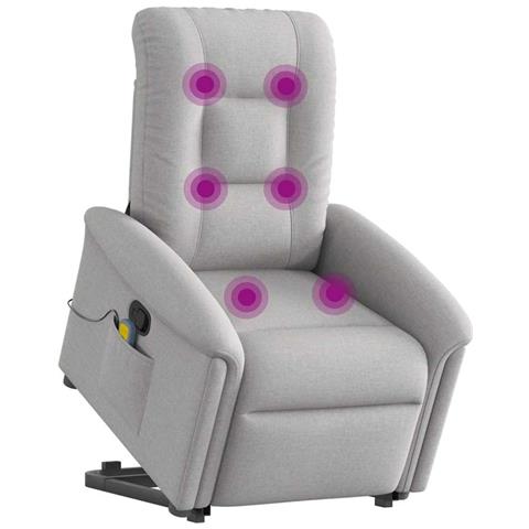 Poltrona Alzapersona Massaggi Reclinabile Grigio Nuvola Tessuto - Foto 2