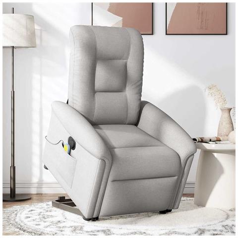 Poltrona Alzapersona Massaggi Reclinabile Grigio Nuvola Tessuto - Foto 3