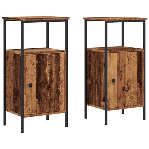 Comodini Legno Antico 2 Pz 41x31x80 Cm In Legno Multistrato - Foto 2