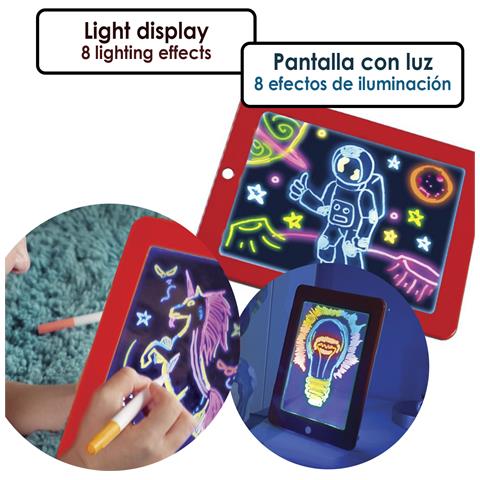 3d Magic Pad Tablet Led Per Scrittura E Disegno. 8 Effetti Di Luce Fluorescente. Pennarelli In 6 Colori E Schede Da Gioco, Pittura E Scrittura. - Foto 2