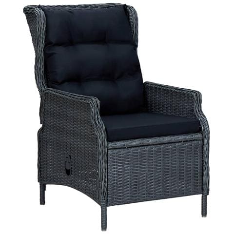 Sedia Da Giardino Reclinabile E Cuscino Polyrattan Grigio Scuro - Foto 2