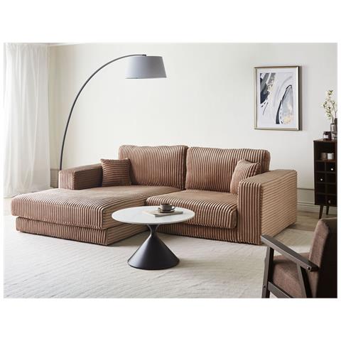 Divano Angolare 3 Posti Lofoten Velluto A Coste Marrone Chiaro Lato Destro - Foto 1