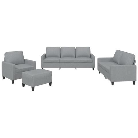 Set di Divani 4 pz con Cuscini Grigio Chiaro in Tessuto - Foto 1
