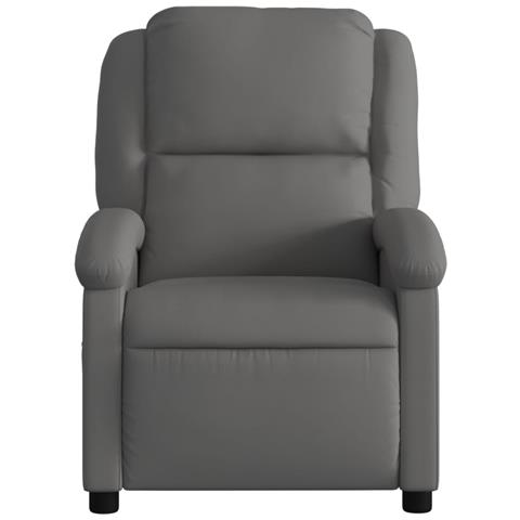 Poltrona Massaggiante Reclinabile Elettrica Grigia Vera Pelle - Foto 9