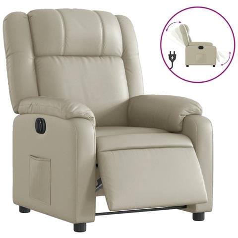 Poltrona Reclinabile Elettrica Crema in Similpelle - Foto 1