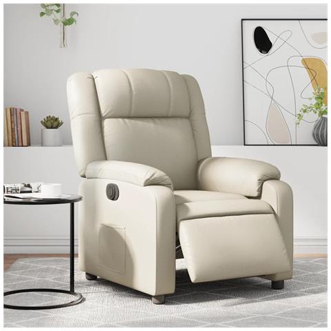 Poltrona Reclinabile Elettrica Crema in Similpelle - Foto 2