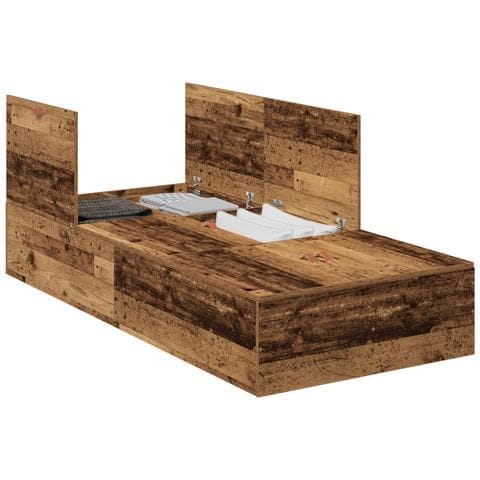Struttura Letto con Contenitore in Legno Invecchiato 80x200 cm - Foto 1