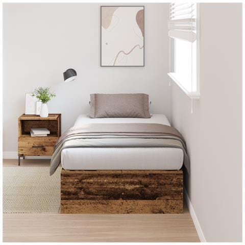 Struttura Letto con Contenitore in Legno Invecchiato 80x200 cm - Foto 2