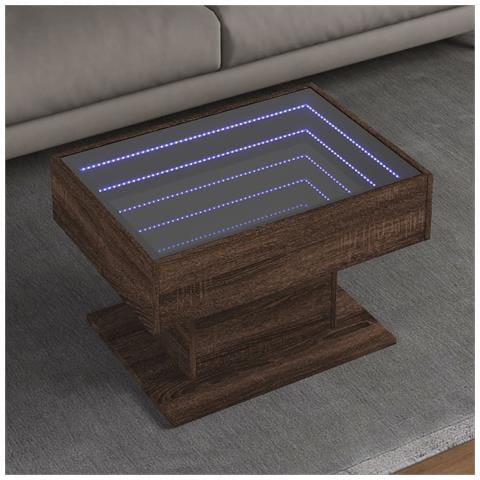 Tavolino Salotto con LED Rovere Marrone 70x50x45 cm Multistrato - Foto 2