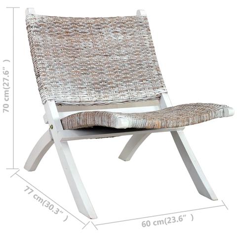 Lusso Casadino -  Sedia Relax Bianca In Rattan Kubu Naturale E Mogano Massello - Foto 7