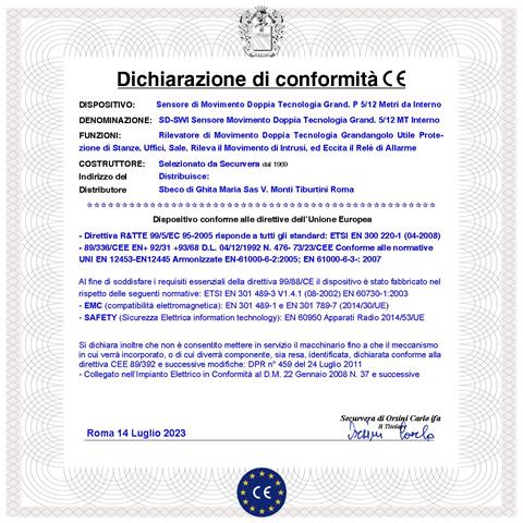 Doppia Tecnologia Grandangolo Tre Sensori Di Movimento Antifurto Portata 12 Mt Da Interno Rileva Intruso Aliment. 12 V - Foto 2