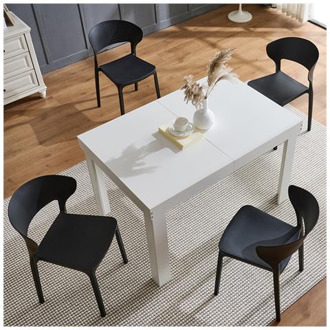 Tavolo Da Pranzo Allungabile Fino A 6 Posti 120-200cm Bianco Cucina Estensibile - Foto 2