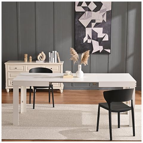 Tavolo Da Pranzo Allungabile Fino A 6 Posti 120-200cm Bianco Cucina Estensibile - Foto 5