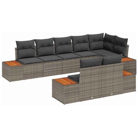 Set Divano da Giardino 8 pcs Grigio 319 x 154 x 85 cm - Foto 1