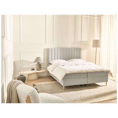 Divano Letto Con Contenitore Tessuto Officer 160 X 200 Cm Bianco Sporco - Foto 1