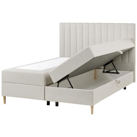 Divano Letto Con Contenitore Tessuto Officer 160 X 200 Cm Bianco Sporco - Foto 2