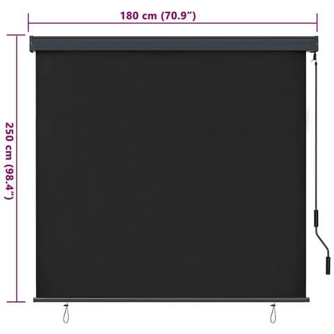 Tenda a Rullo Esterna Rigato Antracite 180 x 250 cm Tessuto - Foto 8