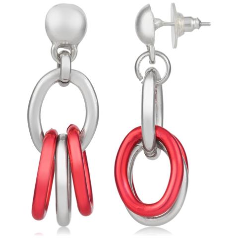 Orecchini A Maglie Rosse E Argento - Foto 1