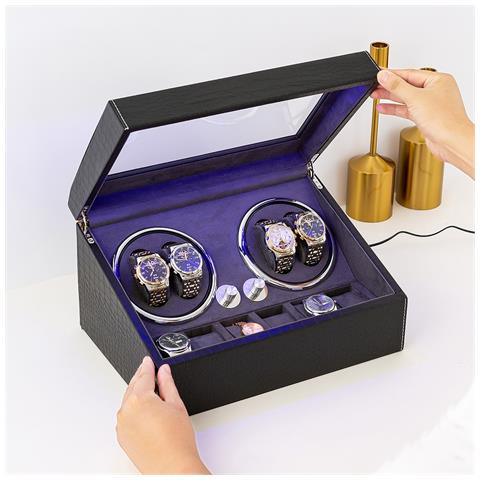 Carica Orologi Automatico Con Esterno In Fibra Di Carbonio E Luce Led Red - Foto 3
