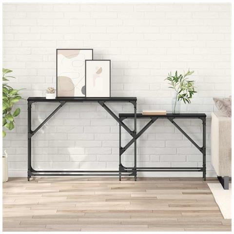 Tavolo consolle 2 pcs Rovere Nero 100 x 28 x 75 cm - Foto 2