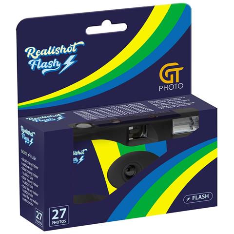 Macchina Fotografica Usa E Getta 27 Pose A Colori Modello Realishot Flash, Noir / Bleu - Foto 4
