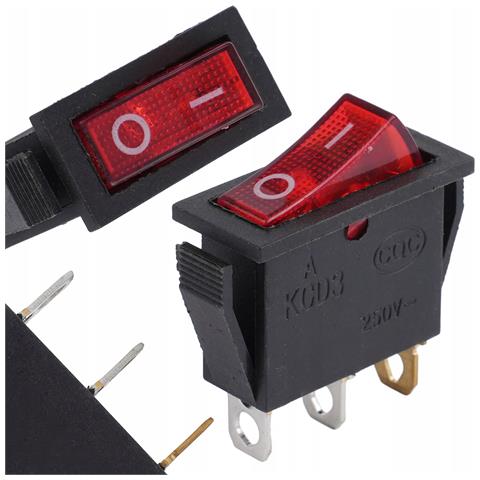Interruttore A Bilanciere Kcd3 15a 250v On-off - Alta Resistenza, Illuminato | 3 Pin, 2 Posizioni | Componenti Elettrici Ed Elettronici - Foto 1