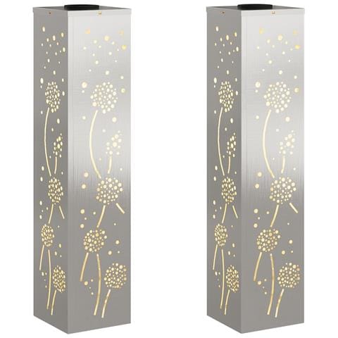 Faro LED solare per sentieri 2 pcs Argento Acciaio inossidabile - Foto 1