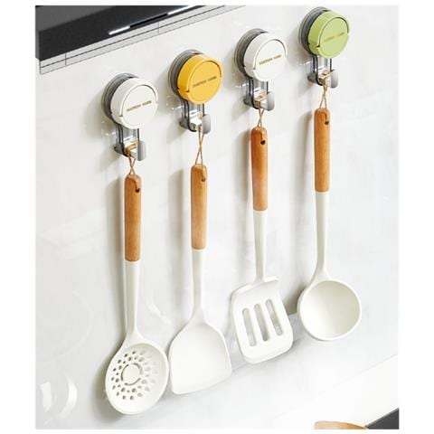 Ganci A Ventosa Senza Fori X2 - Ganci Rimovibili Per Asciugamani Da Parete Per Cucina E Bagno, Plastica, Multicolore Green - Foto 7